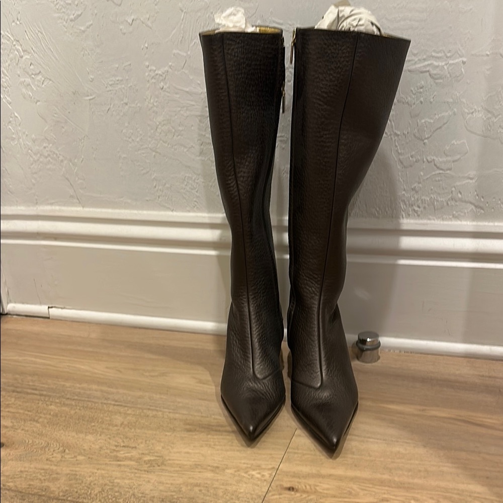 Elegant Brown Leather Knee-High Boots